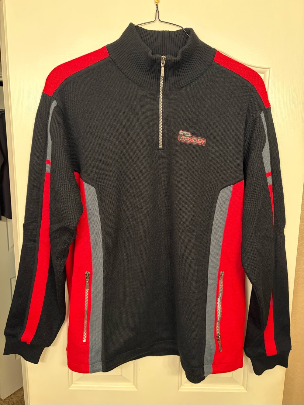 Spyder Black, Red, & Gray Quarter-Zip Men’s Performance Ski/Snowboard Sweater